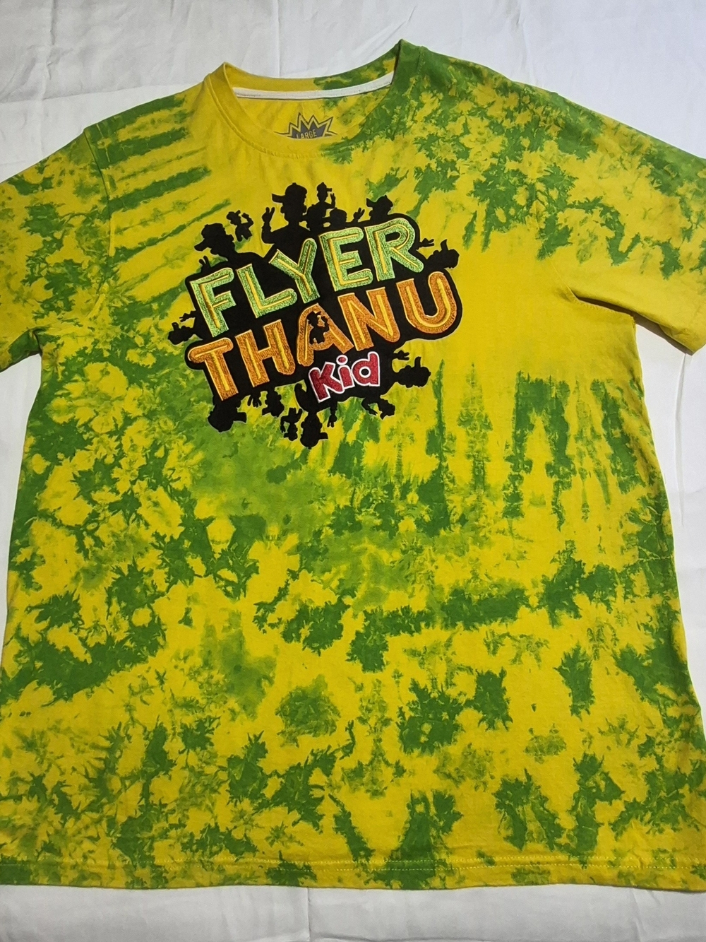 Born Fly Men's "Flyer Than U Kid" Graphic Streetwear Tie Dyed Tee, Size Large